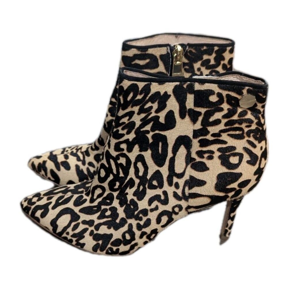 LOUISE ET CIE Heels Women Leopard Print Mobwife Peep Stiletto Booties Sz 7‎